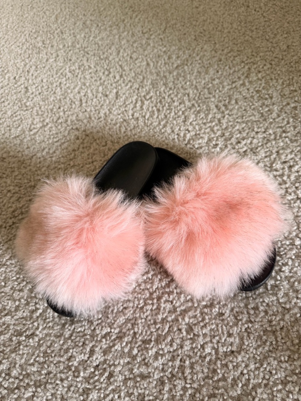 Pink Fur Slide Sandals